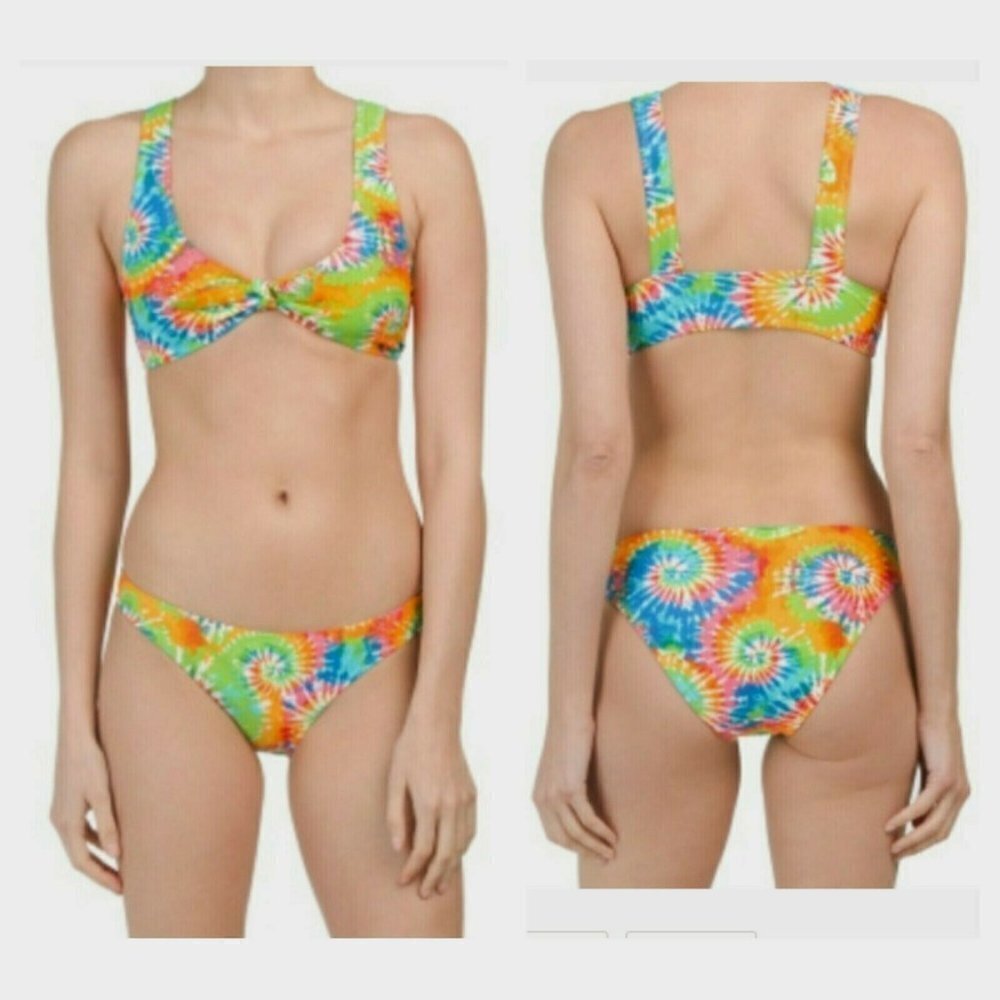 Cabana Del Sol Tie-Dye Swimwear 2-Piece Set Bikini Top & Bottoms NWT L